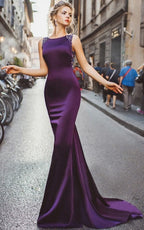Glamorous Mermaid Square-Neck Crystal-Embellished Open-Back Prom Dress