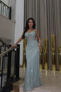 Glamorous Crystal Embellished Mermaid Gown with Lace-Up Back: Prom Dress