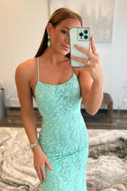 Tulle Mermaid Lace Appliques Long Prom Dresses, Evening Dresses