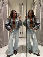 Women Coat Female Women Retro Round Neck Long Sleeve Elastic Hem Zipper Soft Bomber Jacket Ladies Fashion Autumn Winter Jacket