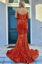 Sheath Sweetheart Sequins Prom Dress with Slit