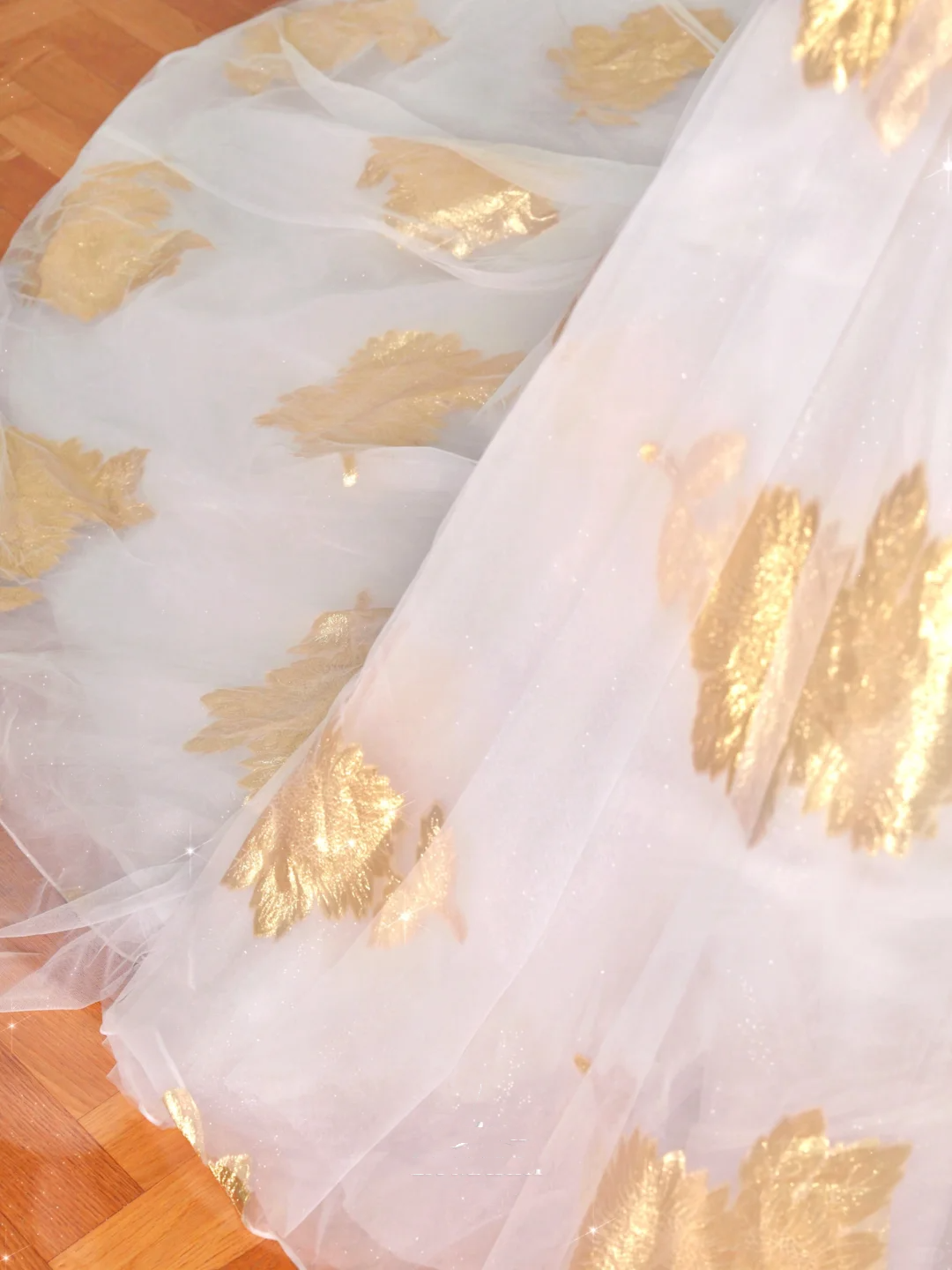 Gorgeous Gold Print Tulle Off The Shoulder Ball Gown A Line Prom Dress Evening Dress Y8618