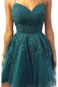 Halter Neck Short Emerald Green Lace Prom Dresses Homecoming Dresses