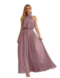 Numbersea  High Neck Chiffon Bridesmaid Dresses Long Evening Dresses Formal Evening Party Prom Gowns 28027