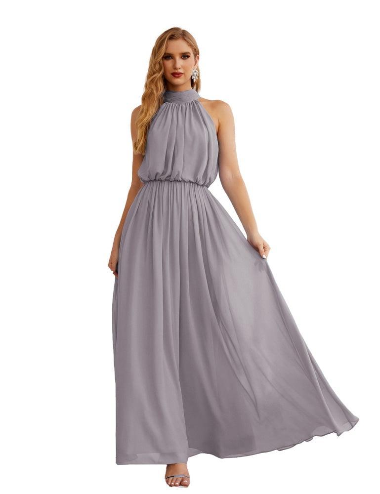 Numbersea  High Neck Chiffon Bridesmaid Dresses Long Evening Dresses Formal Evening Party Prom Gowns 28027