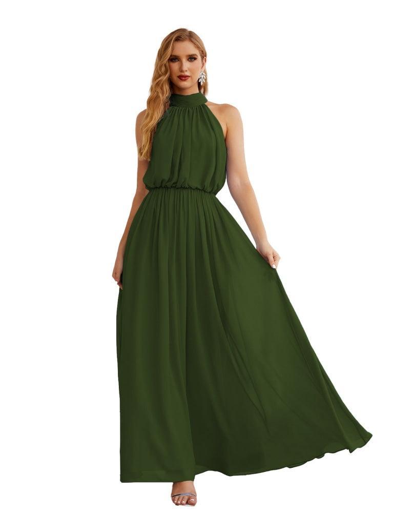 Numbersea  High Neck Chiffon Bridesmaid Dresses Long Evening Dresses Formal Evening Party Prom Gowns 28027