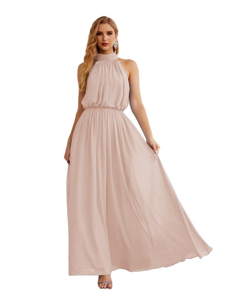 Numbersea  High Neck Chiffon Bridesmaid Dresses Long Evening Dresses Formal Evening Party Prom Gowns 28027