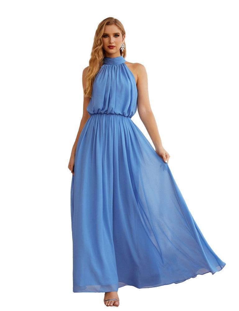 Numbersea  High Neck Chiffon Bridesmaid Dresses Long Evening Dresses Formal Evening Party Prom Gowns 28027