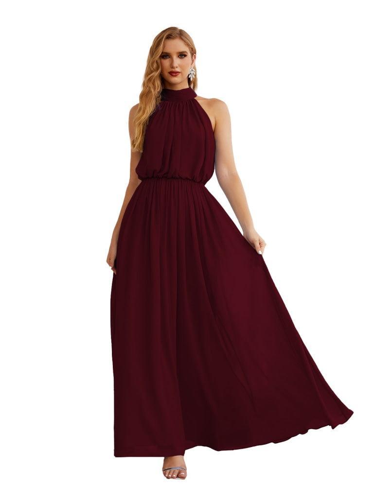 Numbersea  High Neck Chiffon Bridesmaid Dresses Long Evening Dresses Formal Evening Party Prom Gowns 28027