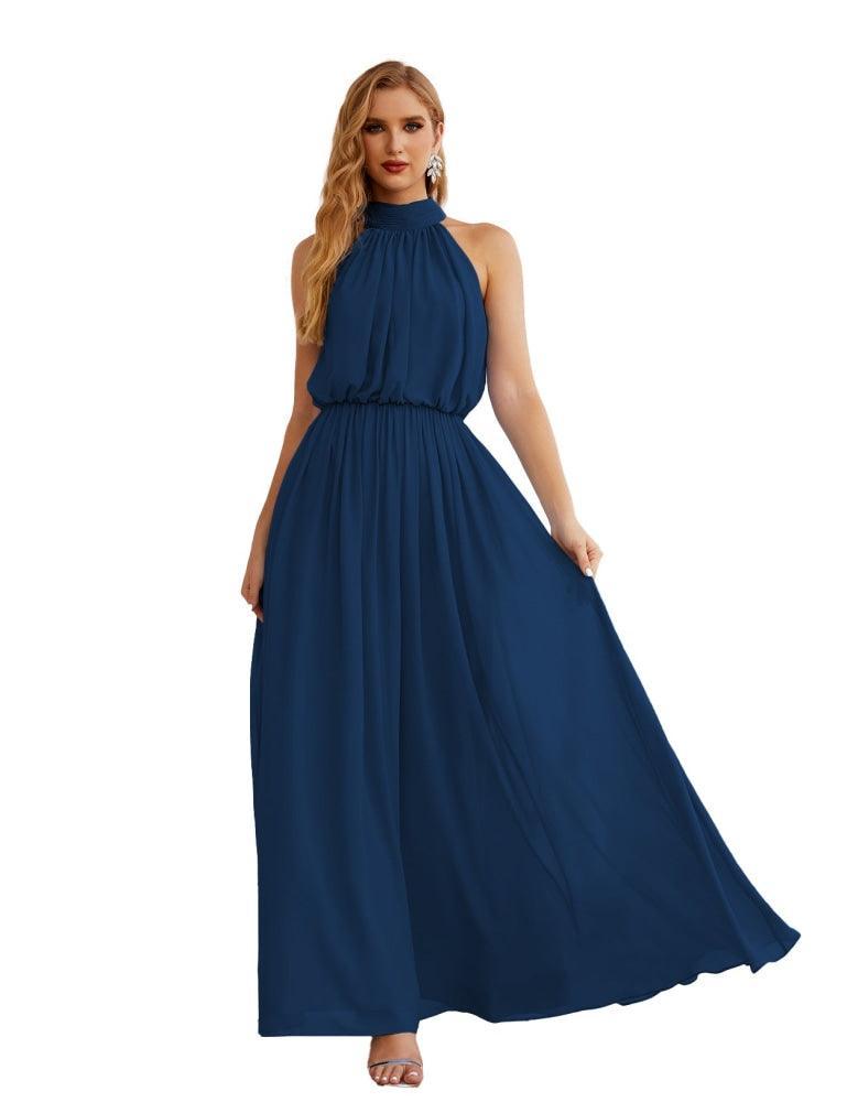 Numbersea  High Neck Chiffon Bridesmaid Dresses Long Evening Dresses Formal Evening Party Prom Gowns 28027