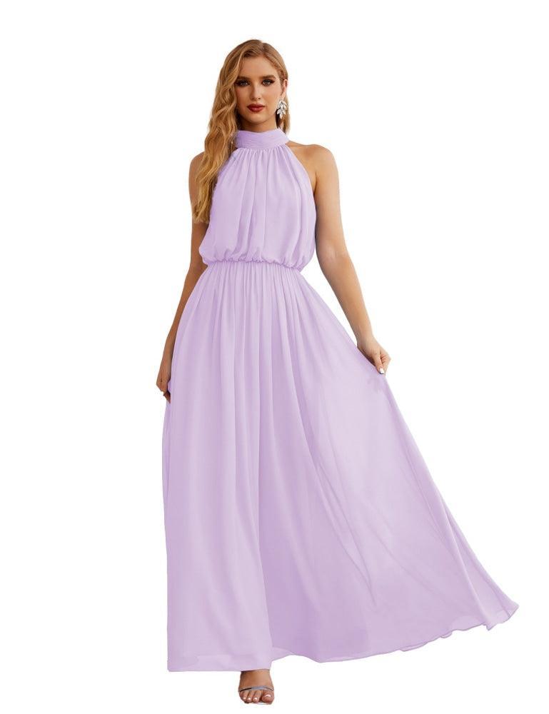 Numbersea  High Neck Chiffon Bridesmaid Dresses Long Evening Dresses Formal Evening Party Prom Gowns 28027