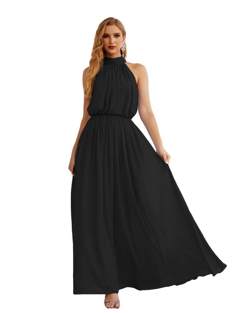 Numbersea  High Neck Chiffon Bridesmaid Dresses Long Evening Dresses Formal Evening Party Prom Gowns 28027