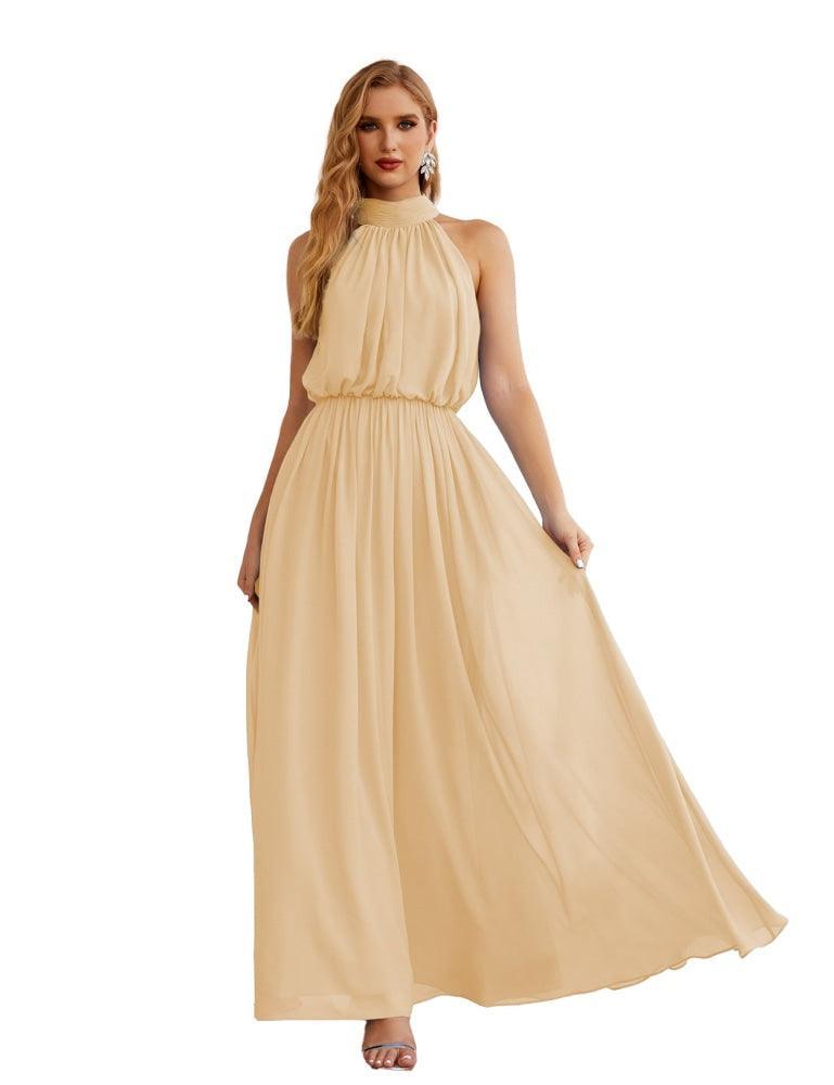 Numbersea  High Neck Chiffon Bridesmaid Dresses Long Evening Dresses Formal Evening Party Prom Gowns 28027