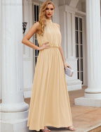 Numbersea  High Neck Chiffon Bridesmaid Dresses Long Evening Dresses Formal Evening Party Prom Gowns 28027