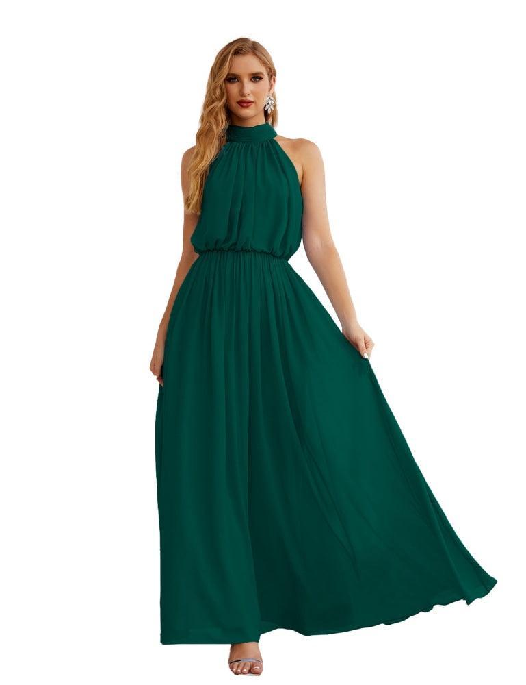 Numbersea  High Neck Chiffon Bridesmaid Dresses Long Evening Dresses Formal Evening Party Prom Gowns 28027