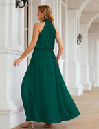 Numbersea  High Neck Chiffon Bridesmaid Dresses Long Evening Dresses Formal Evening Party Prom Gowns 28027