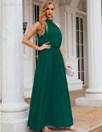 Numbersea  High Neck Chiffon Bridesmaid Dresses Long Evening Dresses Formal Evening Party Prom Gowns 28027