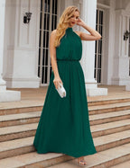 Numbersea  High Neck Chiffon Bridesmaid Dresses Long Evening Dresses Formal Evening Party Prom Gowns 28027
