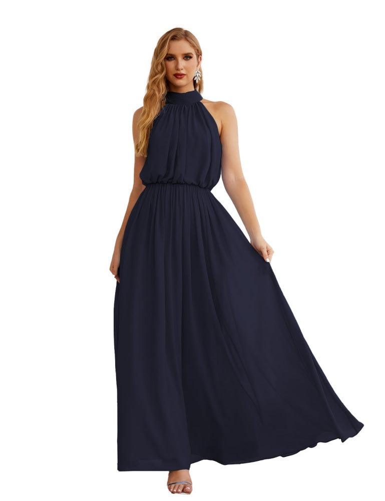 Numbersea  High Neck Chiffon Bridesmaid Dresses Long Evening Dresses Formal Evening Party Prom Gowns 28027