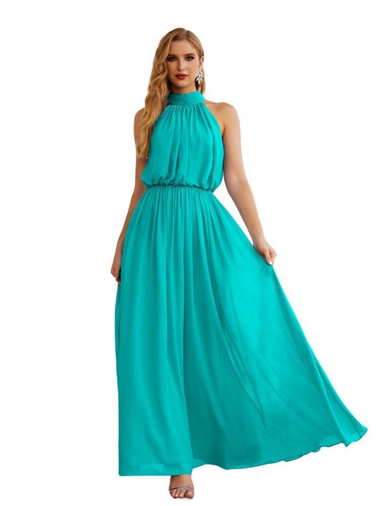 Numbersea  High Neck Chiffon Bridesmaid Dresses Long Evening Dresses Formal Evening Party Prom Gowns 28027