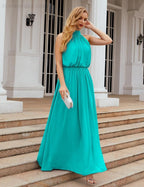 Numbersea  High Neck Chiffon Bridesmaid Dresses Long Evening Dresses Formal Evening Party Prom Gowns 28027