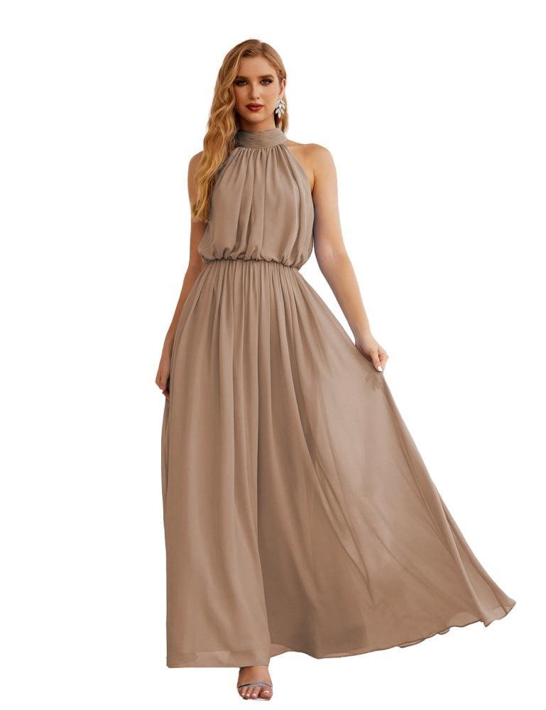 Numbersea  High Neck Chiffon Bridesmaid Dresses Long Evening Dresses Formal Evening Party Prom Gowns 28027