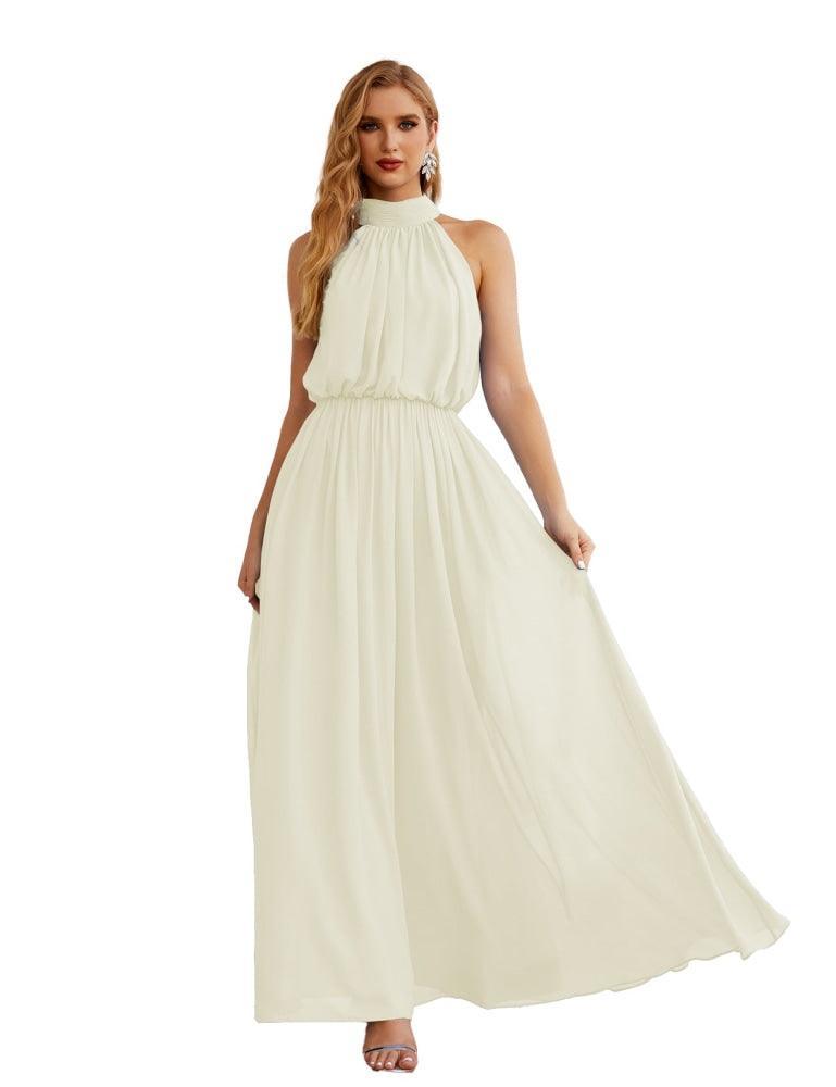 Numbersea  High Neck Chiffon Bridesmaid Dresses Long Evening Dresses Formal Evening Party Prom Gowns 28027