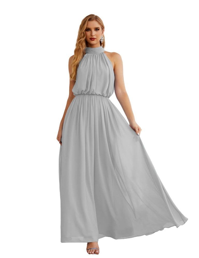 Numbersea  High Neck Chiffon Bridesmaid Dresses Long Evening Dresses Formal Evening Party Prom Gowns 28027
