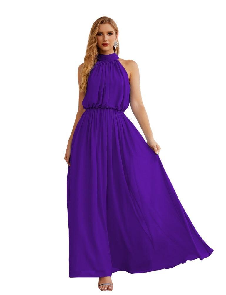 Numbersea  High Neck Chiffon Bridesmaid Dresses Long Evening Dresses Formal Evening Party Prom Gowns 28027