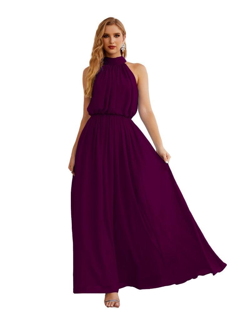 Numbersea  High Neck Chiffon Bridesmaid Dresses Long Evening Dresses Formal Evening Party Prom Gowns 28027
