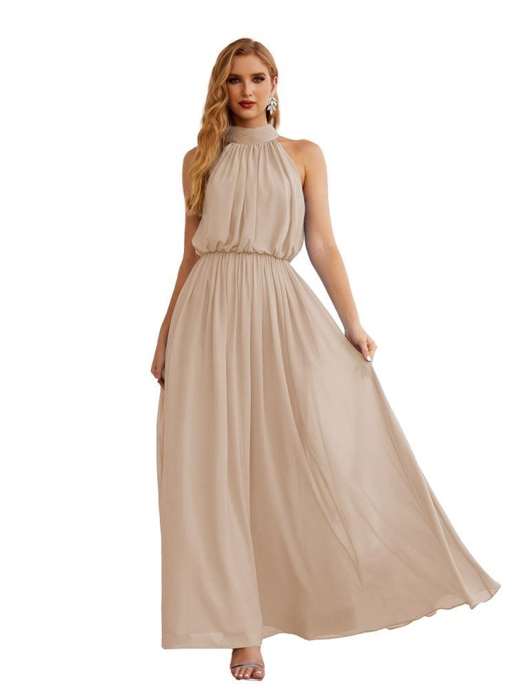 Numbersea  High Neck Chiffon Bridesmaid Dresses Long Evening Dresses Formal Evening Party Prom Gowns 28027