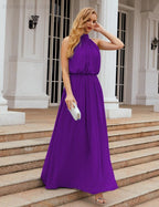 Numbersea  High Neck Chiffon Bridesmaid Dresses Long Evening Dresses Formal Evening Party Prom Gowns 28027