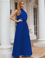 Numbersea  High Neck Chiffon Bridesmaid Dresses Long Evening Dresses Formal Evening Party Prom Gowns 28027