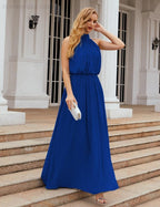 Numbersea  High Neck Chiffon Bridesmaid Dresses Long Evening Dresses Formal Evening Party Prom Gowns 28027