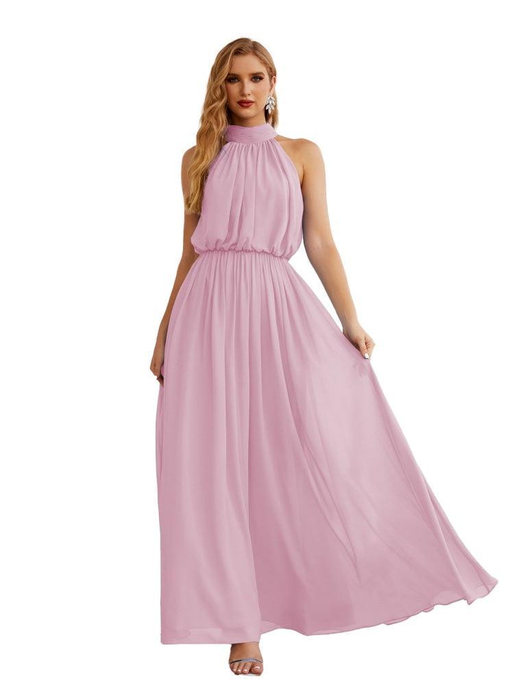 Numbersea  High Neck Chiffon Bridesmaid Dresses Long Evening Dresses Formal Evening Party Prom Gowns 28027