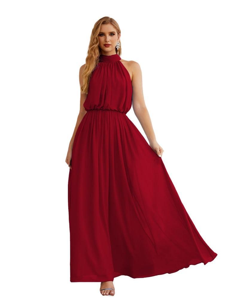 Numbersea  High Neck Chiffon Bridesmaid Dresses Long Evening Dresses Formal Evening Party Prom Gowns 28027
