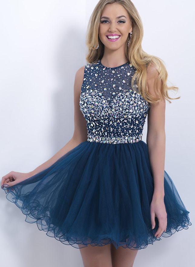 Lace A-line Beaded Halter Sweetheart Short Prom Dress, Cute Homecoming Dresses