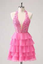 A Line Strapless Tiered Corset Cute Homecoming Dress