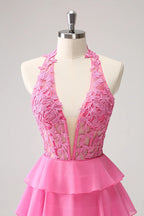 A Line Strapless Tiered Corset Cute Homecoming Dress