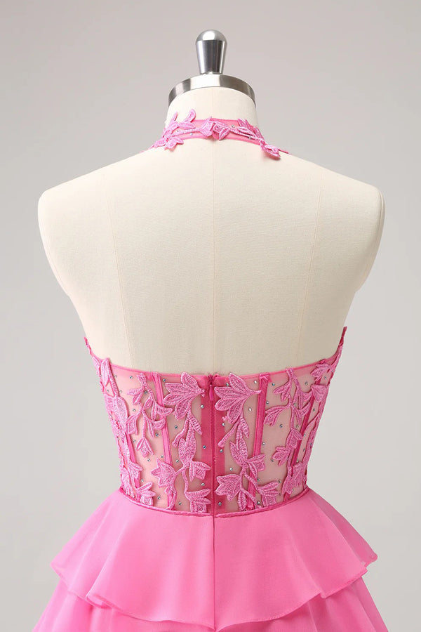 A Line Strapless Tiered Corset Cute Homecoming Dress