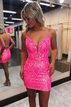Lace Up Tight Glitter Homecoming Dress Short Prom Dress