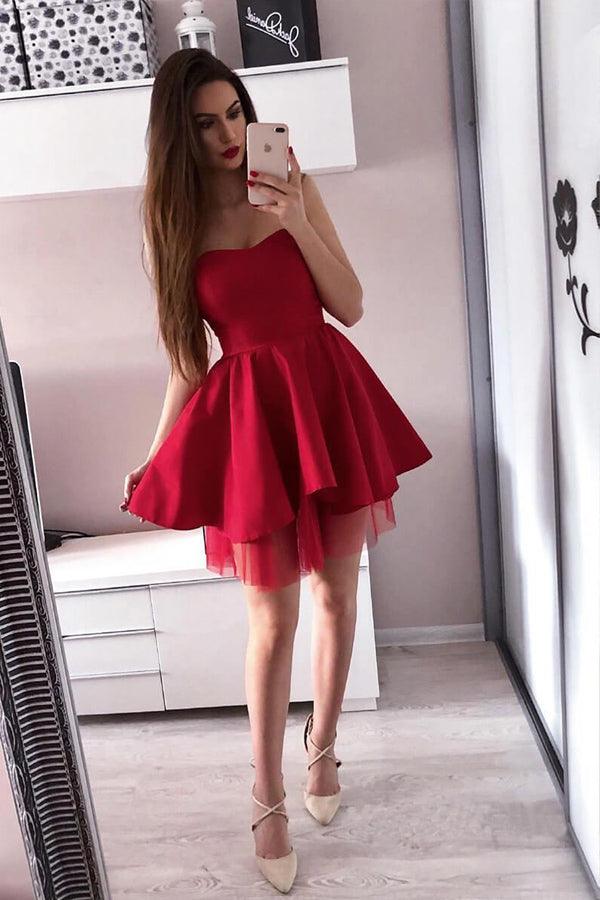 A-line Sweetheart Satin Homecoming Dresses