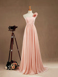 Chiffon Long Bridesmaid Dress A-line One Flower Strap Sweetheart Neckline
