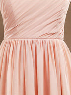 Chiffon Long Bridesmaid Dress A-line One Flower Strap Sweetheart Neckline