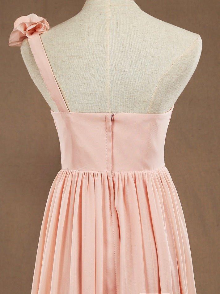 Chiffon Long Bridesmaid Dress A-line One Flower Strap Sweetheart Neckline