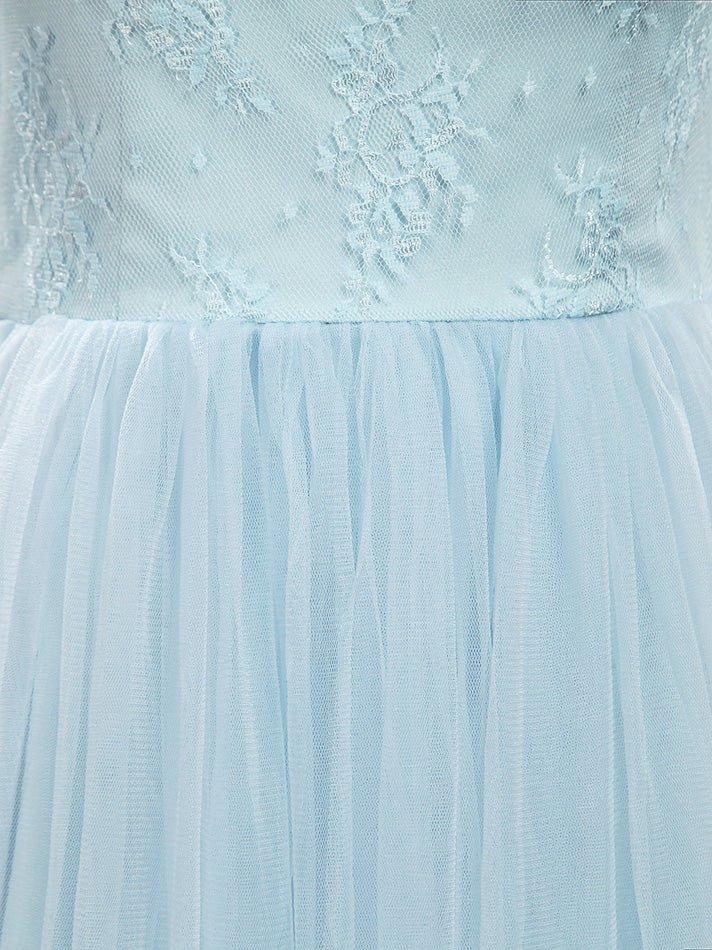 Convertible A-Line Tulle match Lace Floor Length Bridesmaid Dress Sweetheart Neck