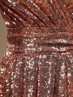 Numbersea Sheath Column Rose Gold Sequin Bridesmaid Dress Sheath Column V-neck Evening dress