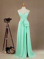 Numbersea Sheath Column Strapless Sweetheart Floor Length Chiffon Prom Formal Evening Dress with Split