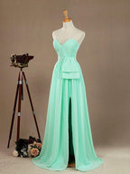 Numbersea Sheath Column Strapless Sweetheart Floor Length Chiffon Prom Formal Evening Dress with Split