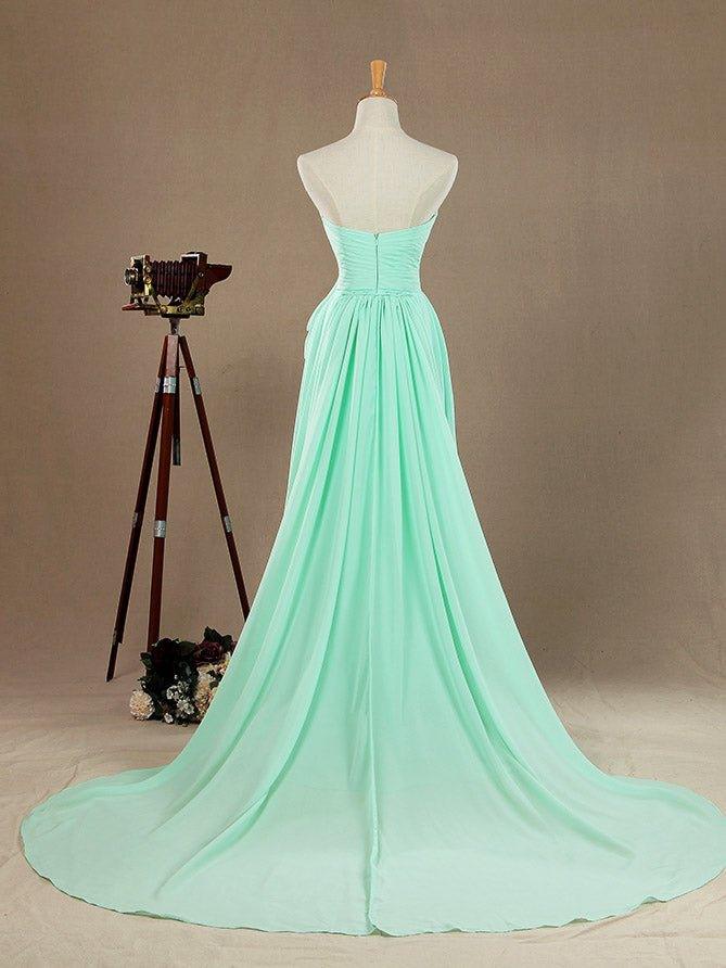 Numbersea Sheath Column Strapless Sweetheart Floor Length Chiffon Prom Formal Evening Dress with Split
